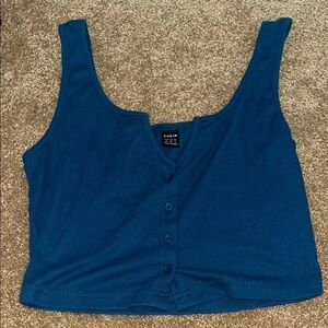 SHEIN Blue Sleeveless Crop Tank Top